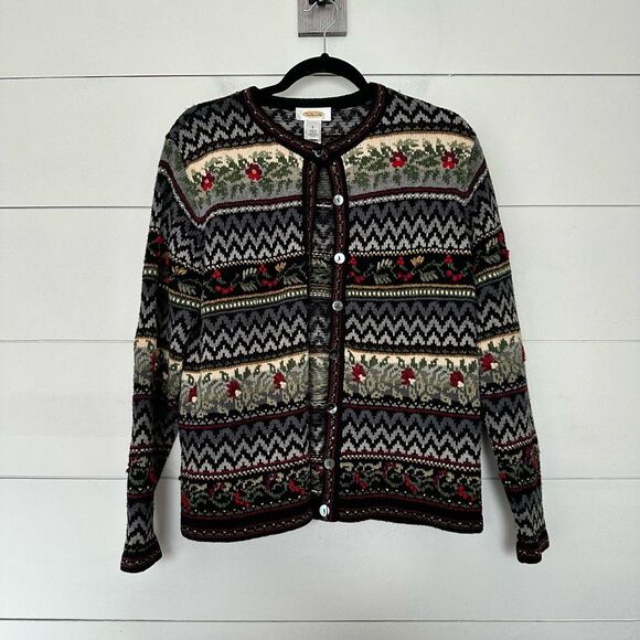 Vintage Talbots Women’s Small Silk Blend Patterned Sweater Cardigan - Picture 1 of 5